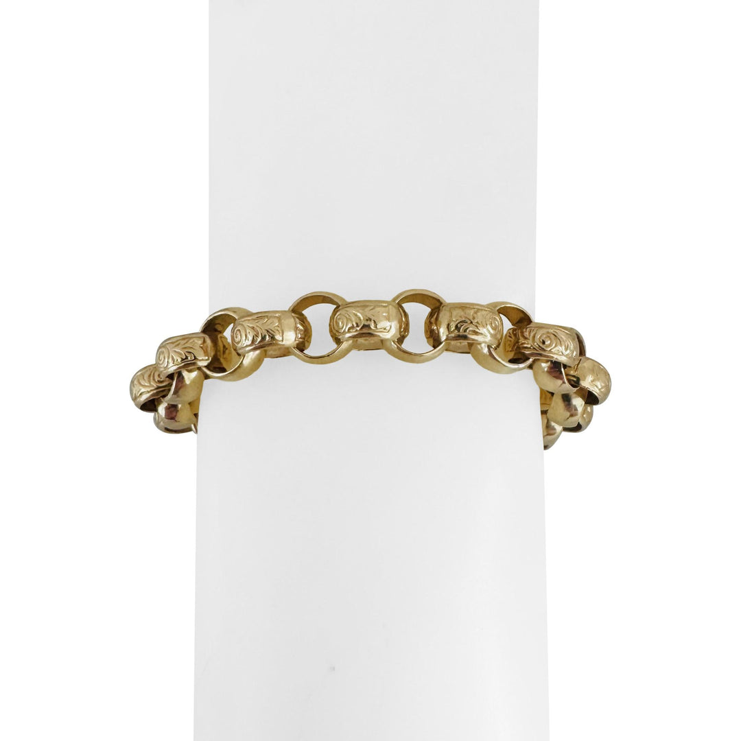 14k Yellow Gold 24g Solid Heavy 9mm Rolo Link Bracelet Italy 8"