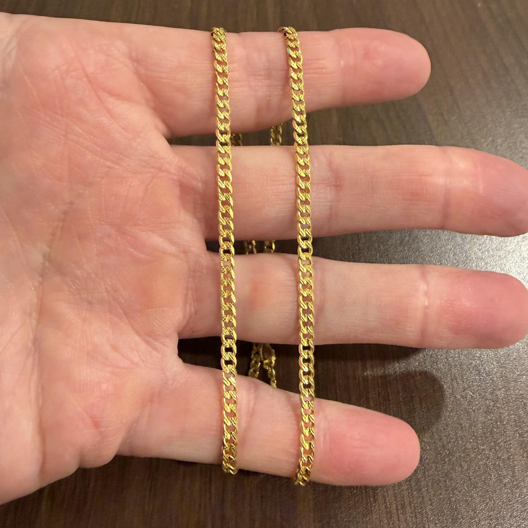 22k Yellow Gold 15.8g Solid Diamond Cut 3.5mm Curb Link Chain Necklace 19"