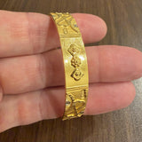 22k Yellow and White Gold 15g Solid Vintage 10.5mm Bangle Bracelet 7.25"