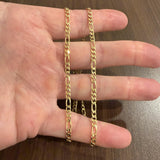 18k Yellow Gold 14g Solid Vintage 3.5mm Figaro Link Chain Necklace Italy 20"