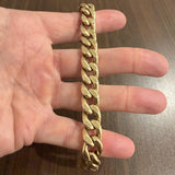 14k Yellow Gold 33.3g Semi Solid Thick 12mm Vintage Curb Link Bracelet 7.25"