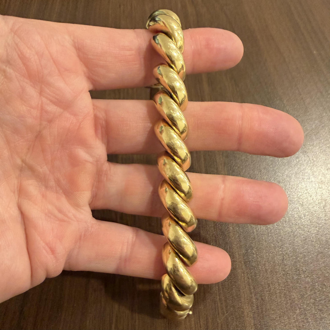 14k Yellow Gold 48.5g Heavy Thick 13mm San Marco Link Bracelet Italy 7.5"