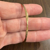 14k Yellow Gold 7.2g Solid Hammered Curved Abstract Bangle Bracelet 7.5"