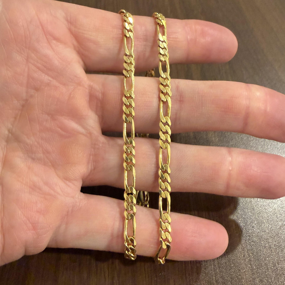 14k Yellow Gold 17.7g Solid Heavy 4mm Figaro Link Chain Necklace Italy 18"