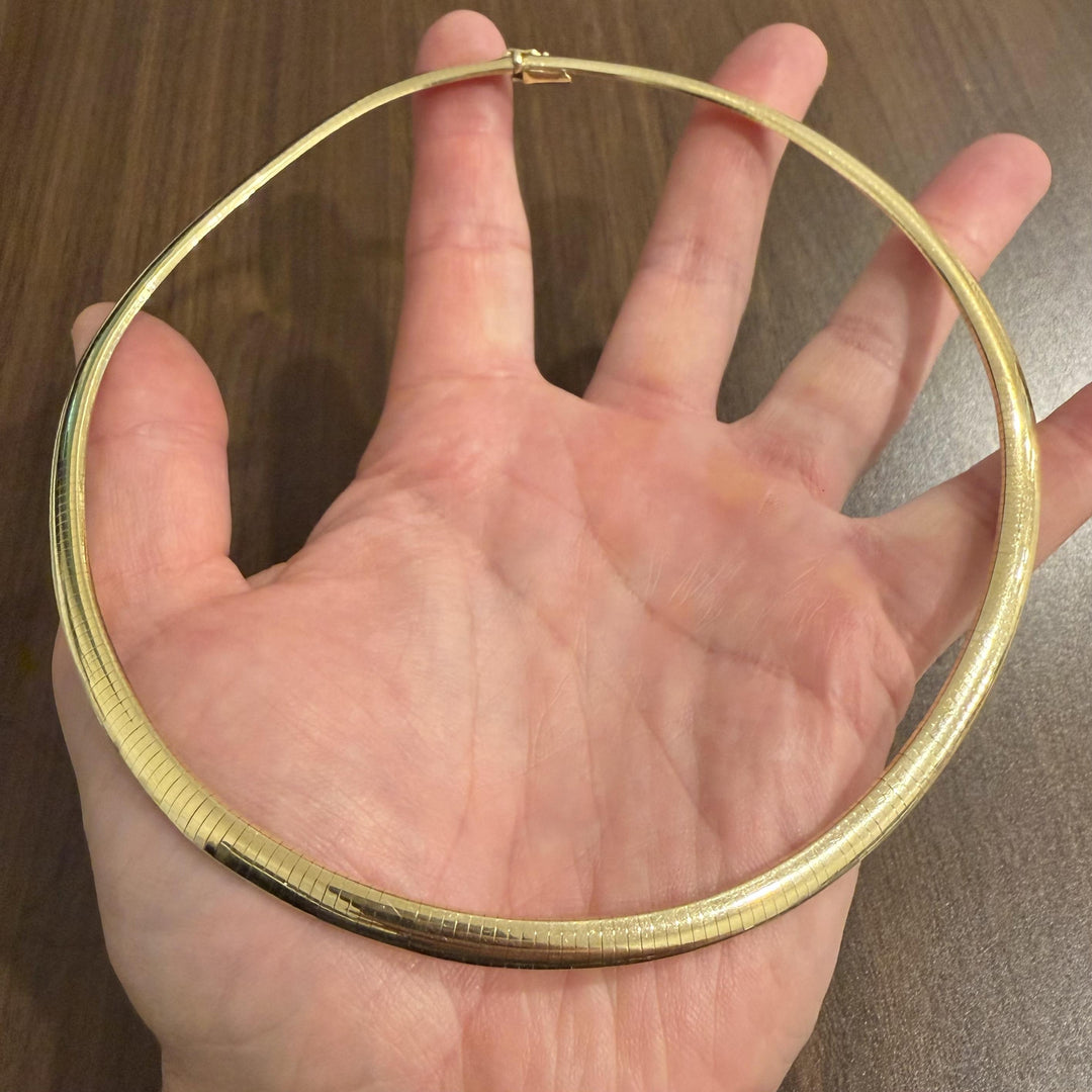 14k Yellow Gold 42g Solid Heavy 6mm Omega Link Necklace Italy 17"