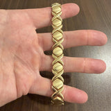 14k Yellow Gold 19.6g Thick 13mm XO Hugs and Kisses Link Bracelet Italy 7"