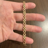14k Yellow and Rose Gold 13.4g Ladies 7mm Fancy Link Bracelet Italy 7.25"