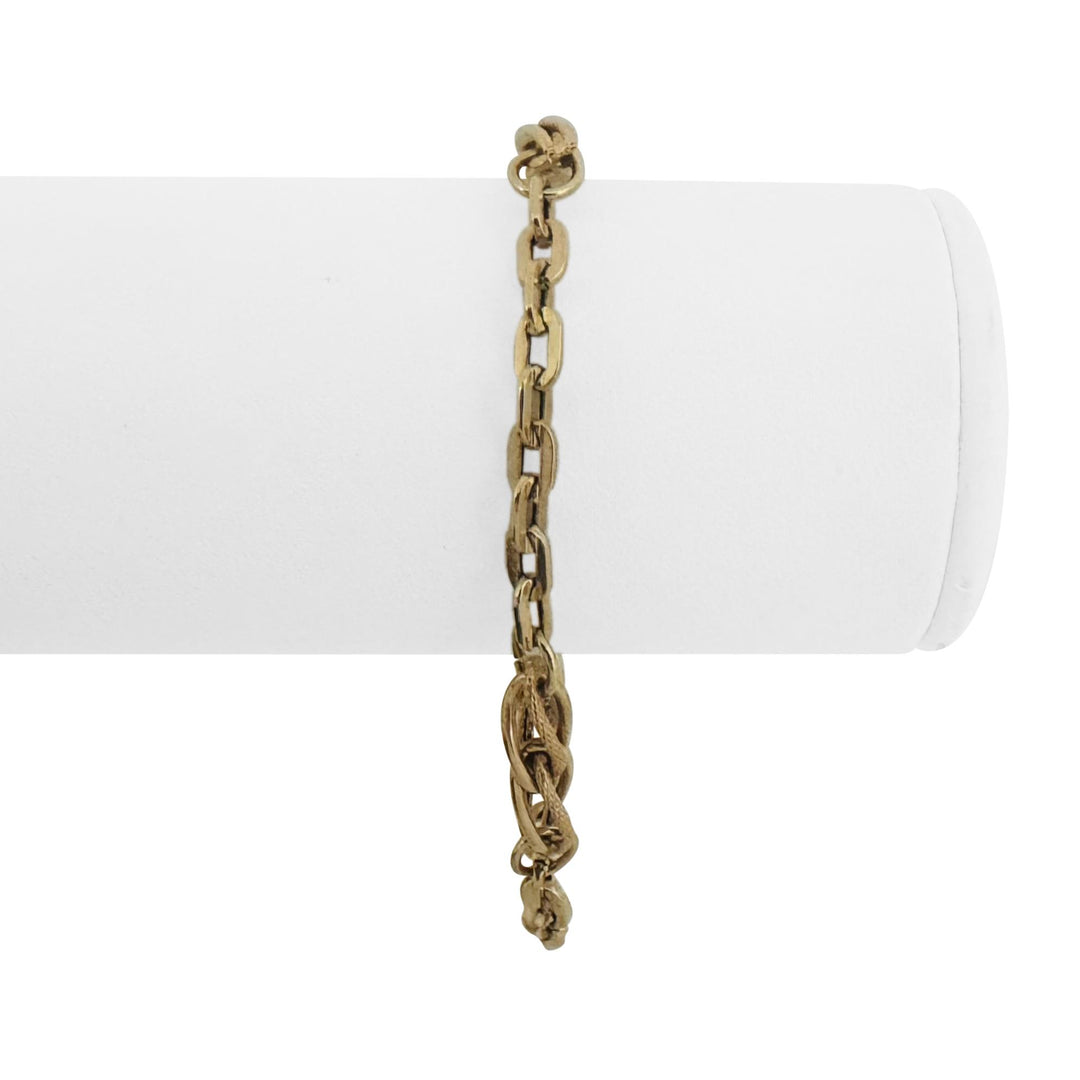 18k Yellow Gold 6g Hollow Ladies Fancy Cable Link Bracelet Italy 7.25"