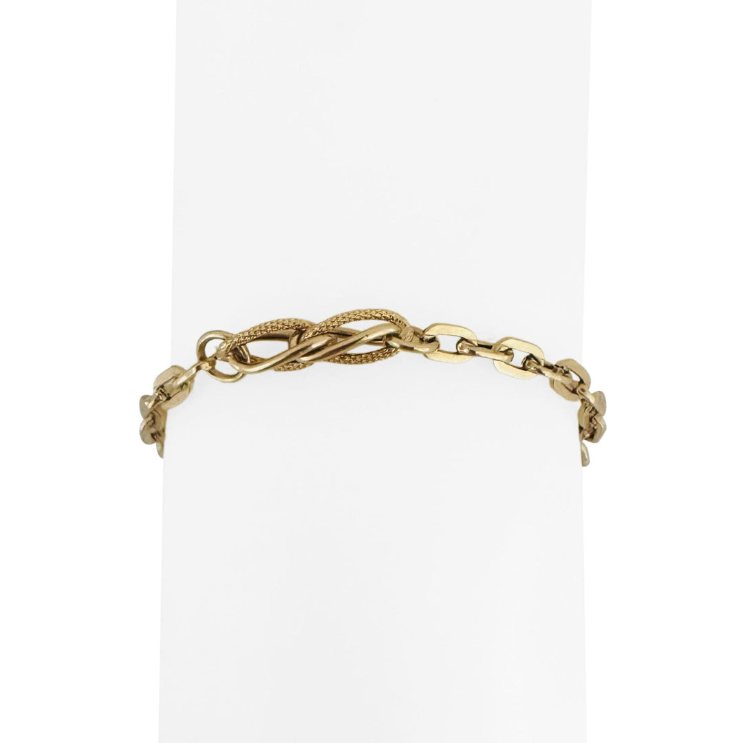 18k Yellow Gold 6g Hollow Ladies Fancy Cable Link Bracelet Italy 7.25"