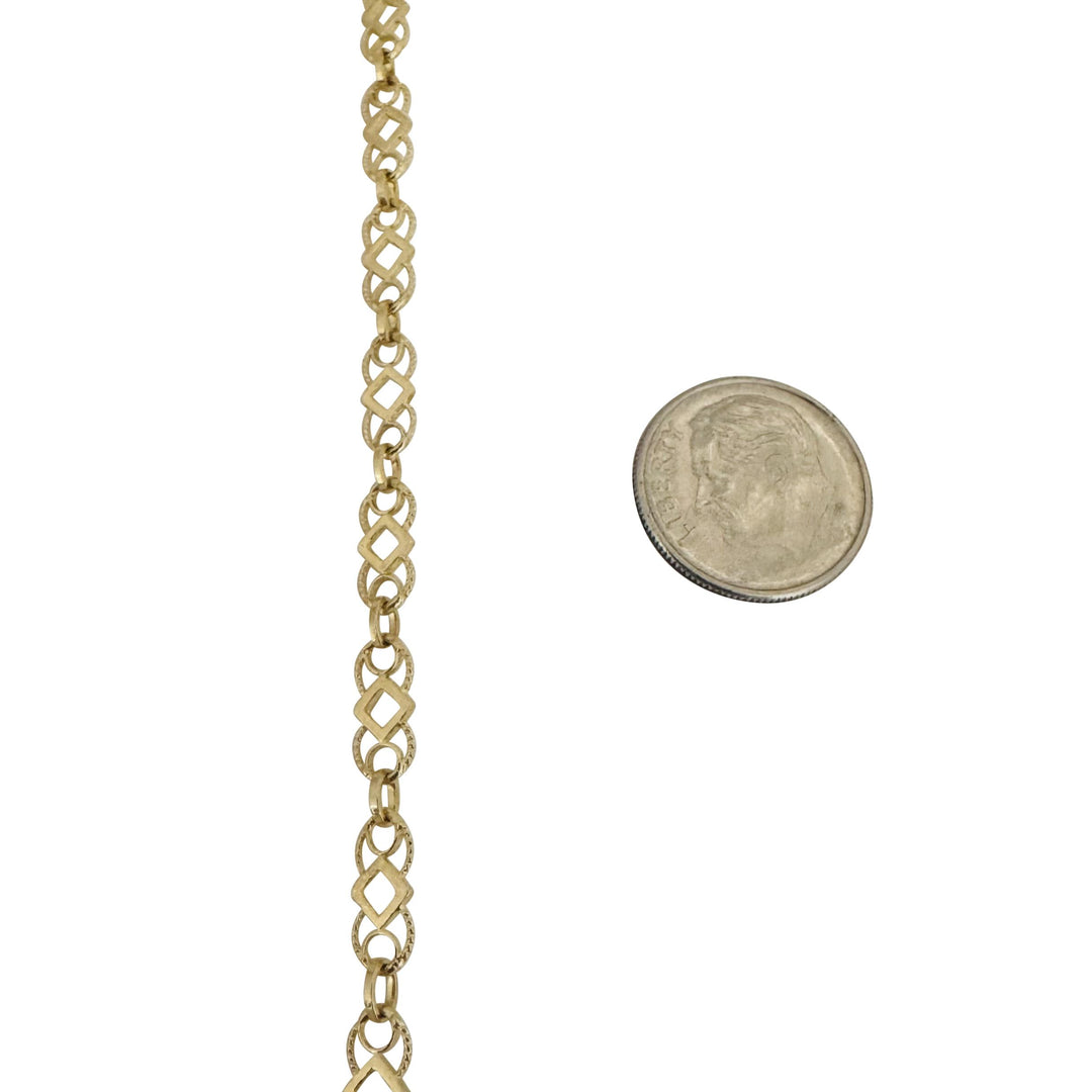 18k Yellow Gold 4.4g Ladies Thin 4.5mm Fancy Link Bracelet Italy 7.25"