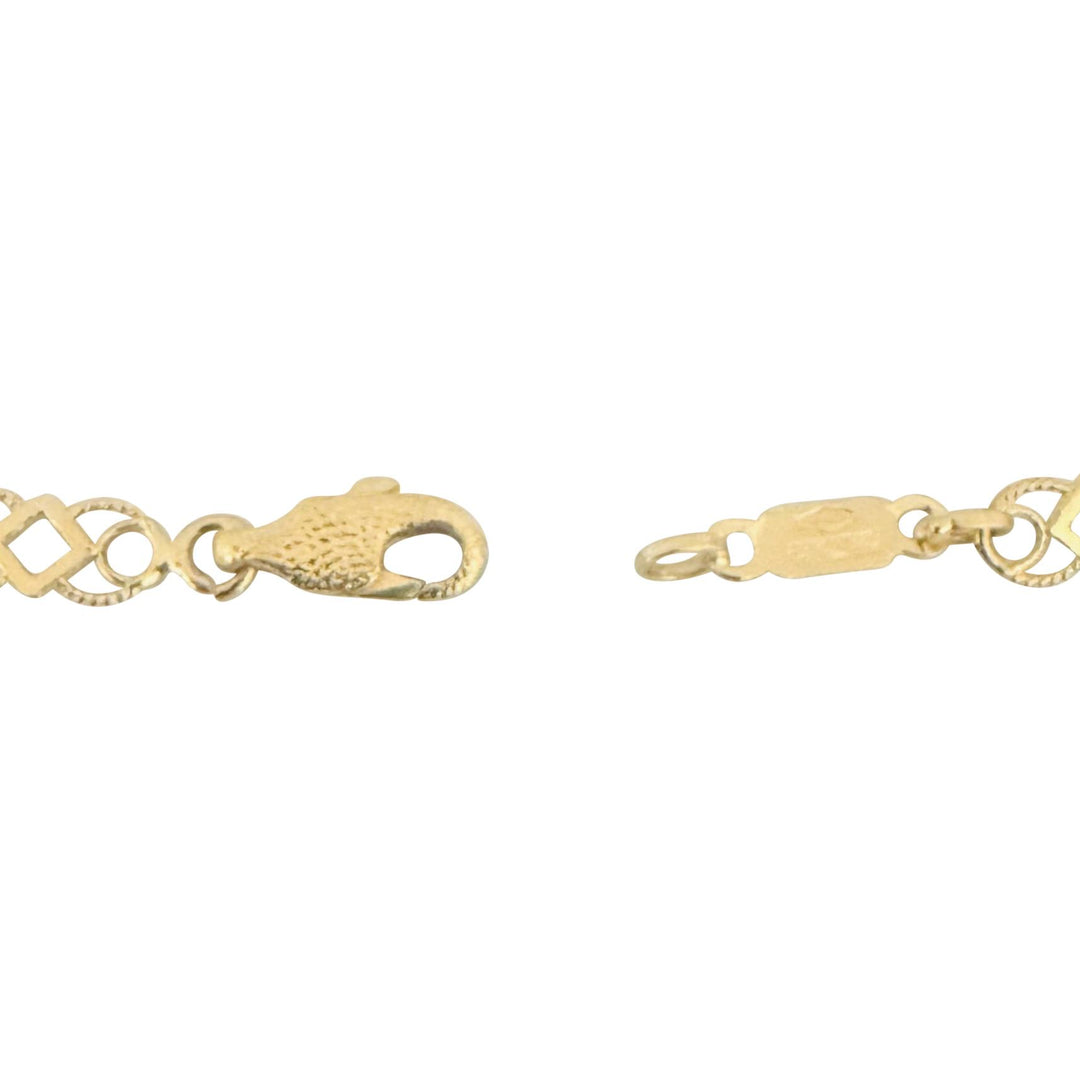 18k Yellow Gold 4.4g Ladies Thin 4.5mm Fancy Link Bracelet Italy 7.25"