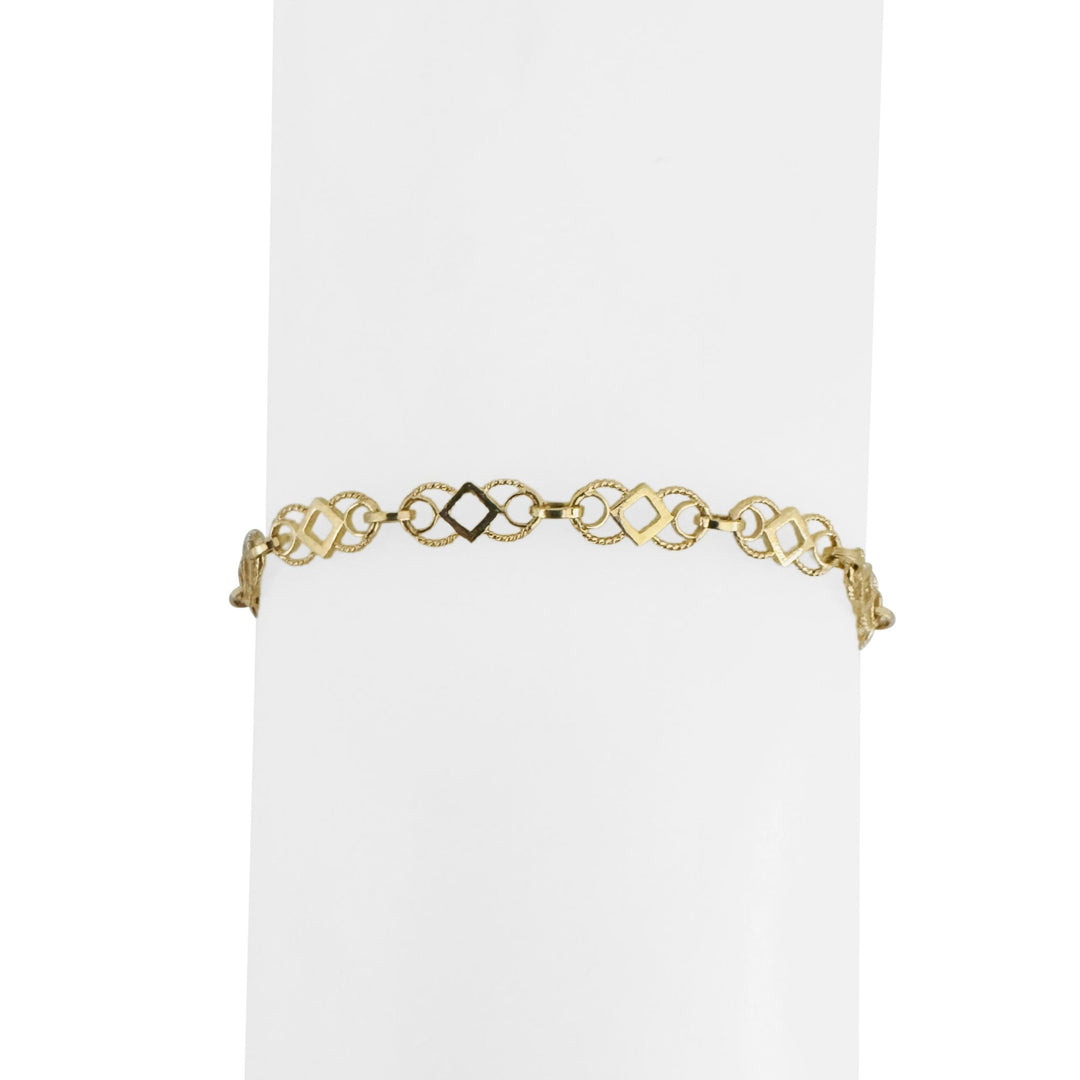18k Yellow Gold 4.4g Ladies Thin 4.5mm Fancy Link Bracelet Italy 7.25"
