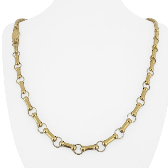18k Yellow Gold 31.3g Vintage 6.5mm Fancy Link Chain Necklace Italy 24