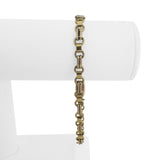 18k Yellow and White Gold 18g Vintage 6mm Fancy Link Bracelet Italy 8.75"