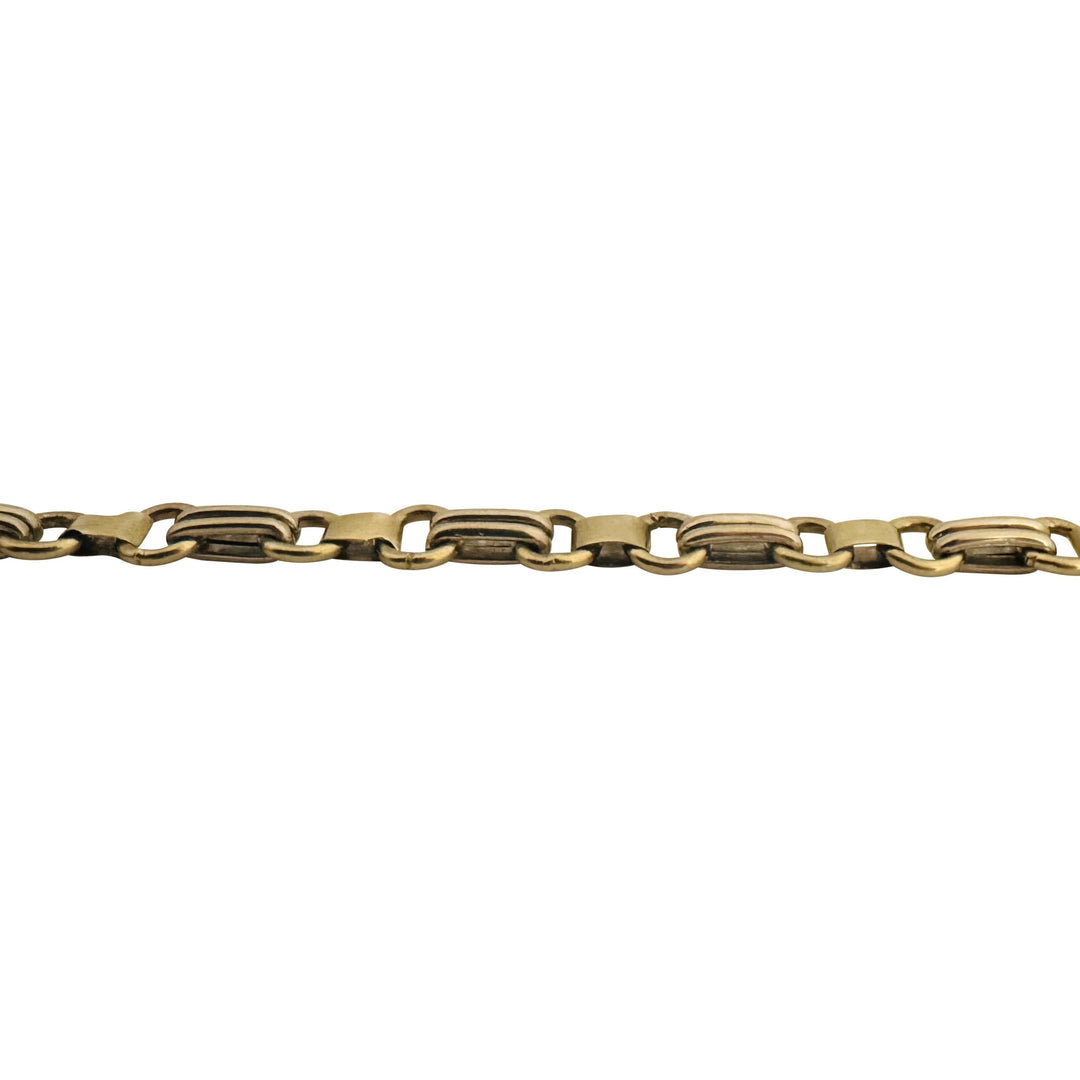 18k Yellow and White Gold 18g Vintage 6mm Fancy Link Bracelet Italy 8.75"
