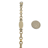 18k Yellow and White Gold 18g Vintage 6mm Fancy Link Bracelet Italy 8.75"