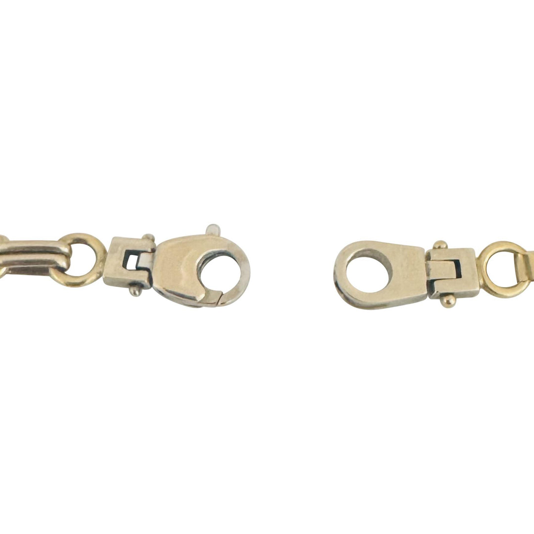 18k Yellow and White Gold 18g Vintage 6mm Fancy Link Bracelet Italy 8.75"