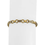 18k Yellow and White Gold 18g Vintage 6mm Fancy Link Bracelet Italy 8.75"