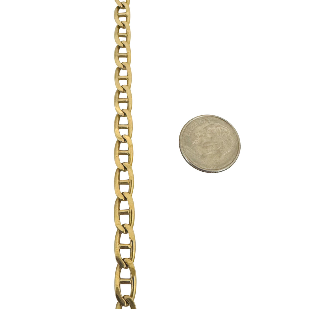 18k Yellow Gold 13g Solid Vintage 5.5mm Mariner Link Bracelet 7.25"