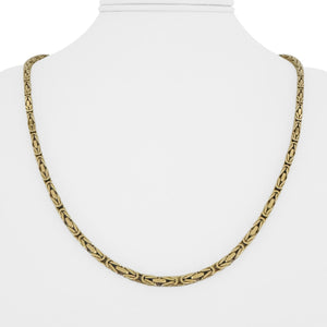 18k Yellow Gold 34.4g Solid Squared Byzantine Link Chain Necklace Italy 22"
