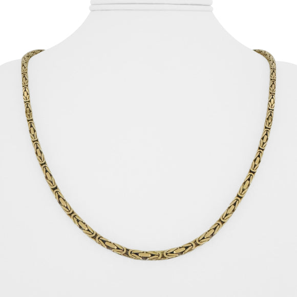 18k Yellow Gold 34.4g Solid Squared Byzantine Link Chain Necklace Italy 22