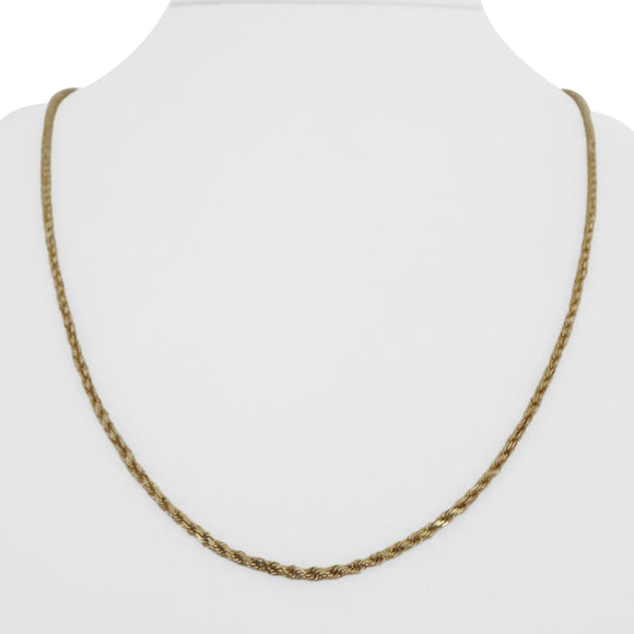 18k Yellow Gold 6.4g Solid Thin 1.5mm Diamond Cut Rope Chain Necklace 20