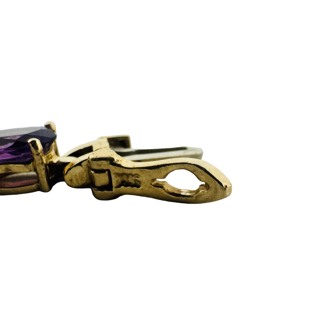 14k Yellow Gold and Amethyst 12.4g Fancy Link Bracelet 7"