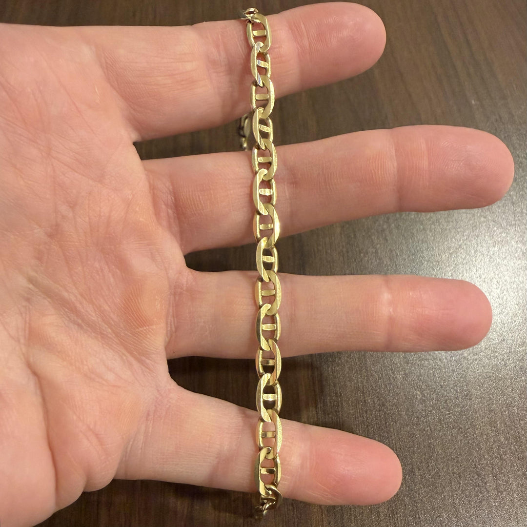 14k Yellow Gold 11.6g Solid Men's 6mm Mariner Link Bracelet Italy 8.5"