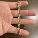 14k Yellow and White Gold 13.6g Ladies 7mm Fancy Link Bracelet 7.25"