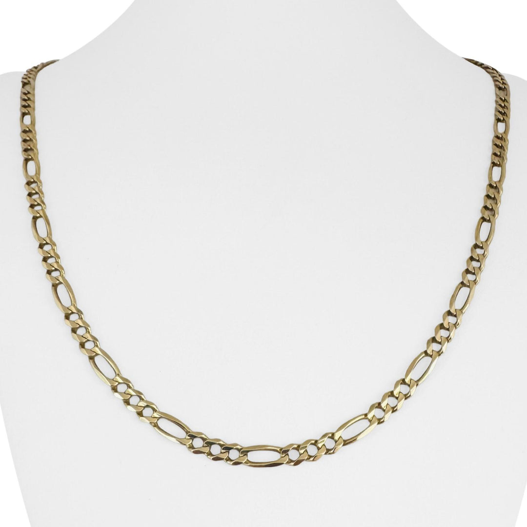 14k Yellow Gold 16.7g Solid 4mm Figaro Link Chain Necklace Italy 22.5"