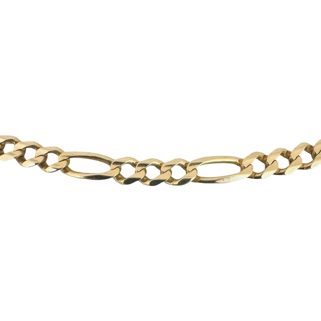 14k Yellow Gold 16.7g Solid 4mm Figaro Link Chain Necklace Italy 22.5"