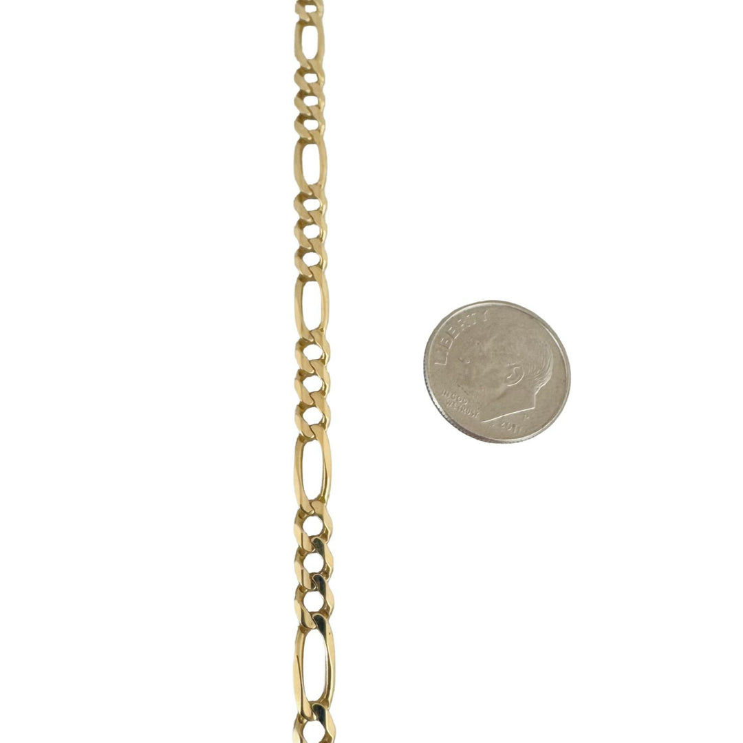 14k Yellow Gold 16.7g Solid 4mm Figaro Link Chain Necklace Italy 22.5"