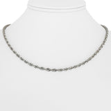 14k White Gold 4g Hollow Light Diamond Cut 3mm Rope Chain Necklace 18"