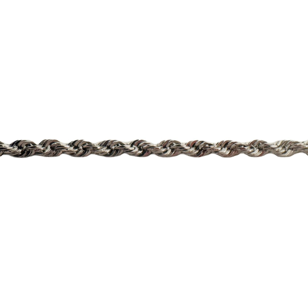 14k White Gold 4g Hollow Light Diamond Cut 3mm Rope Chain Necklace 18"