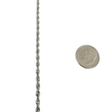 14k White Gold 4g Hollow Light Diamond Cut 3mm Rope Chain Necklace 18"