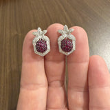 18k White Gold Ruby and 0.80cttw Diamond  Earrings