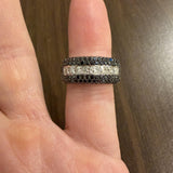 18k White Gold 2.10cttw Black and White Diamond Heavy Band Ring Size 6.5