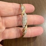 14k Yellow and White Gold 1cttw Diamond Vintage Bangle Bracelet 7.25"