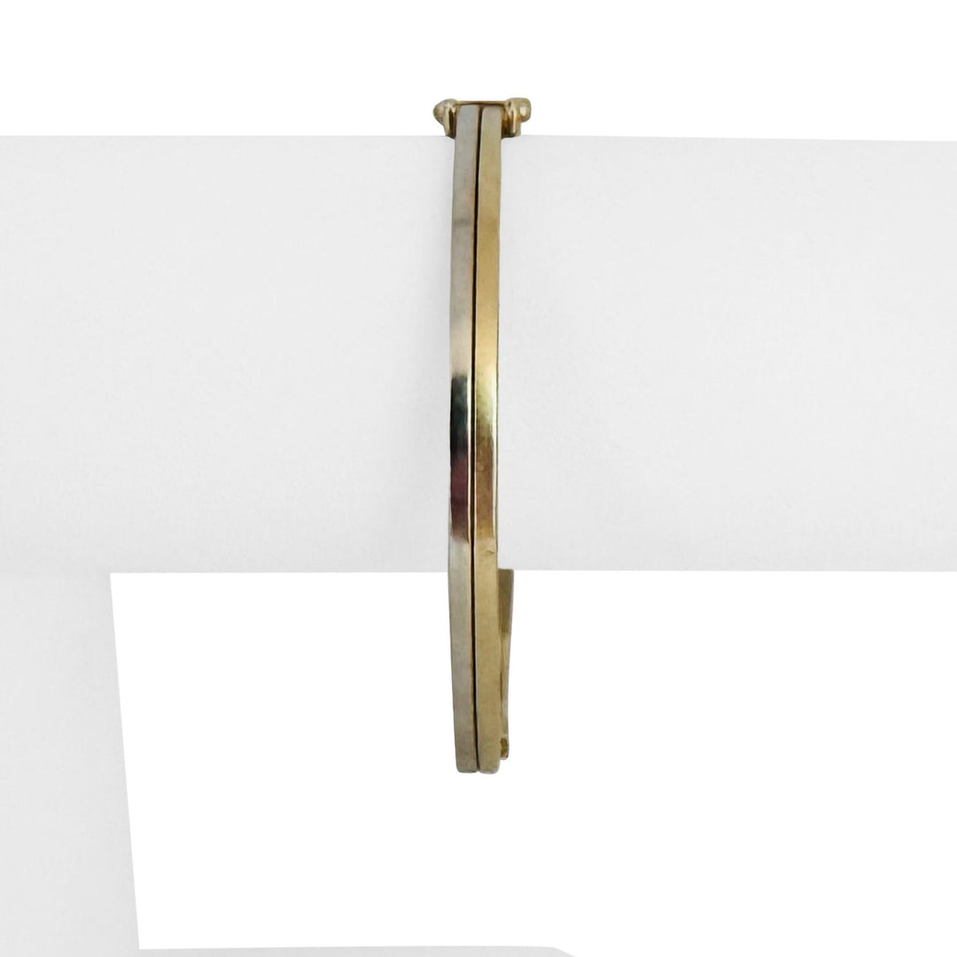 14k Yellow and White Gold 6.8g Two Tone Hinged Bangle 7.25"
