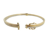 14k Yellow and White Gold 6.8g Two Tone Hinged Bangle 7.25"