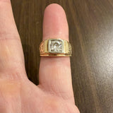 14k Yellow and White Gold 1cttw Diamond Men's Vintage Pinky Ring Size 6.25
