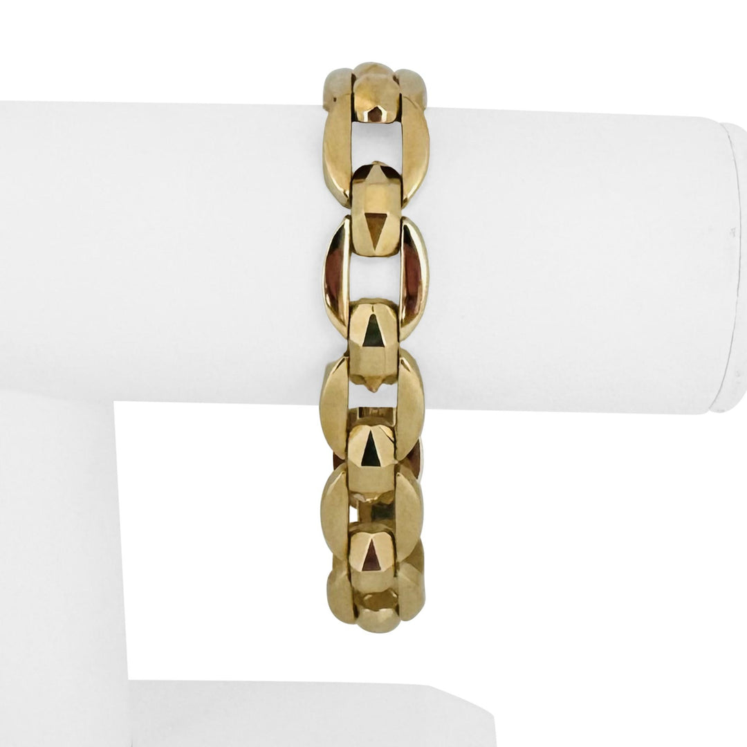 14k Yellow Gold 27.8g Heavy Polished 14mm Fancy Link Bracelet Italy 7.5"