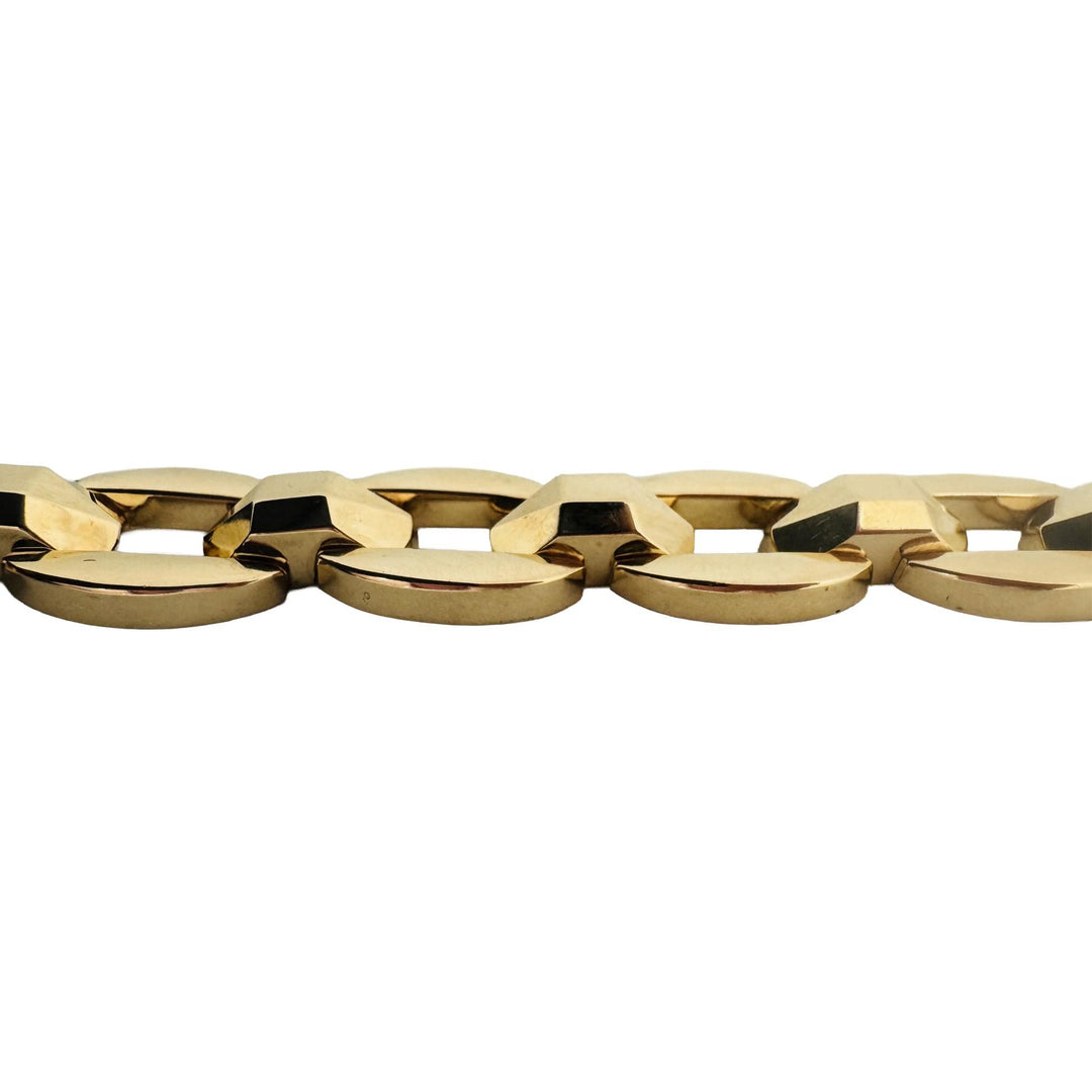 14k Yellow Gold 27.8g Heavy Polished 14mm Fancy Link Bracelet Italy 7.5"