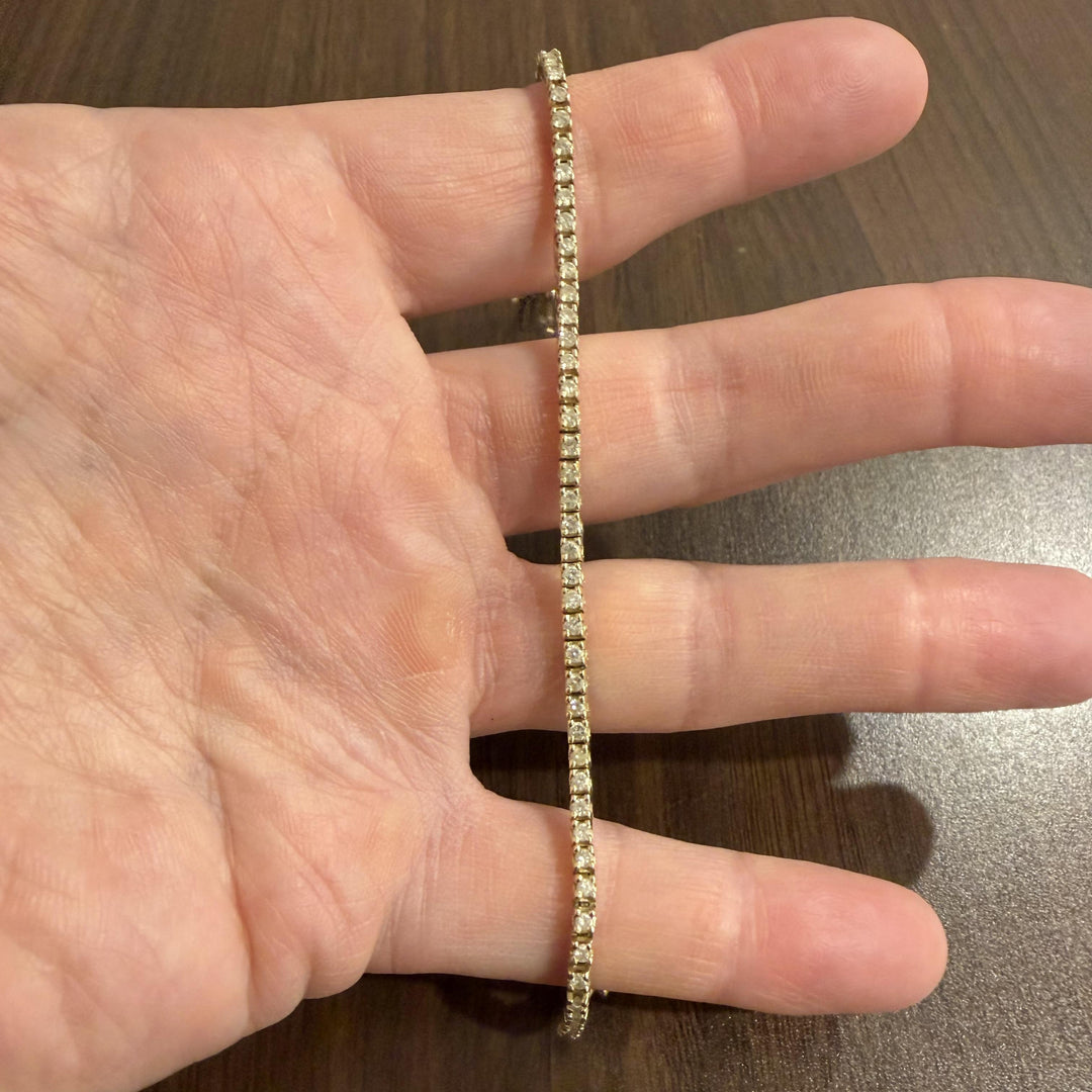 14k Yellow Gold and 2cttw Diamond Solid Vintage Tennis Bracelet 7"