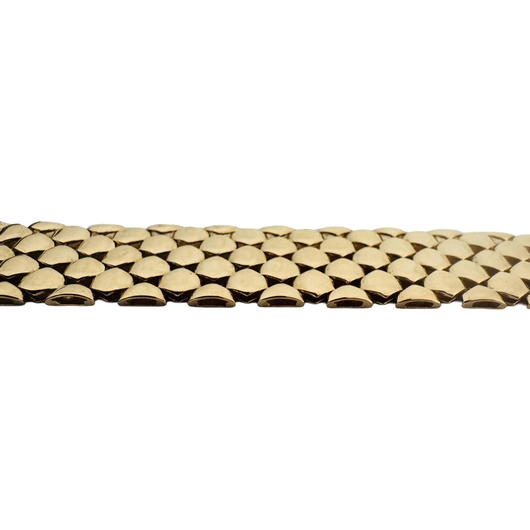 14k Yellow Gold 24g Polished Sleek 15mm Scale Link Bracelet Italy 7.5"