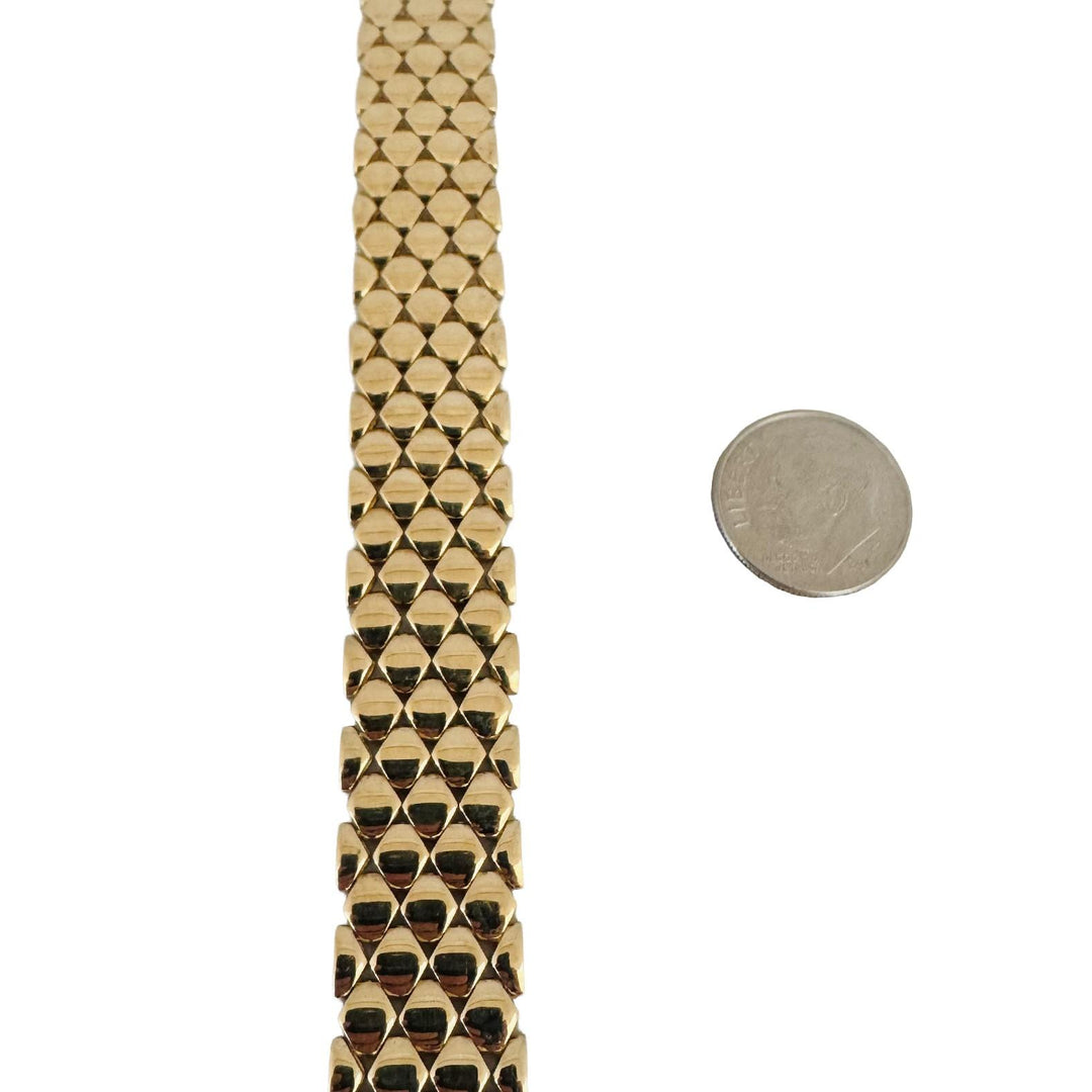 14k Yellow Gold 24g Polished Sleek 15mm Scale Link Bracelet Italy 7.5"