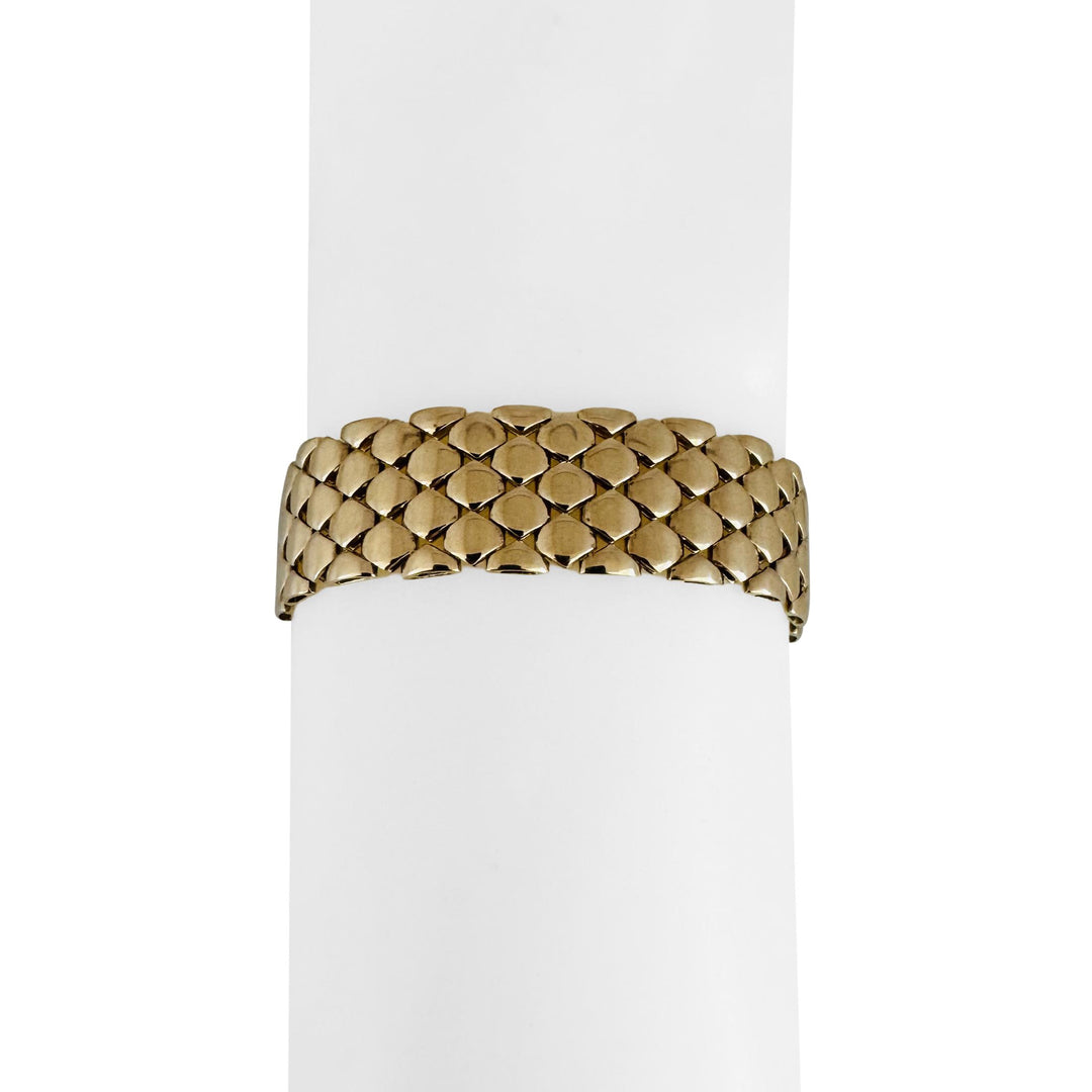 14k Yellow Gold 24g Polished Sleek 15mm Scale Link Bracelet Italy 7.5"
