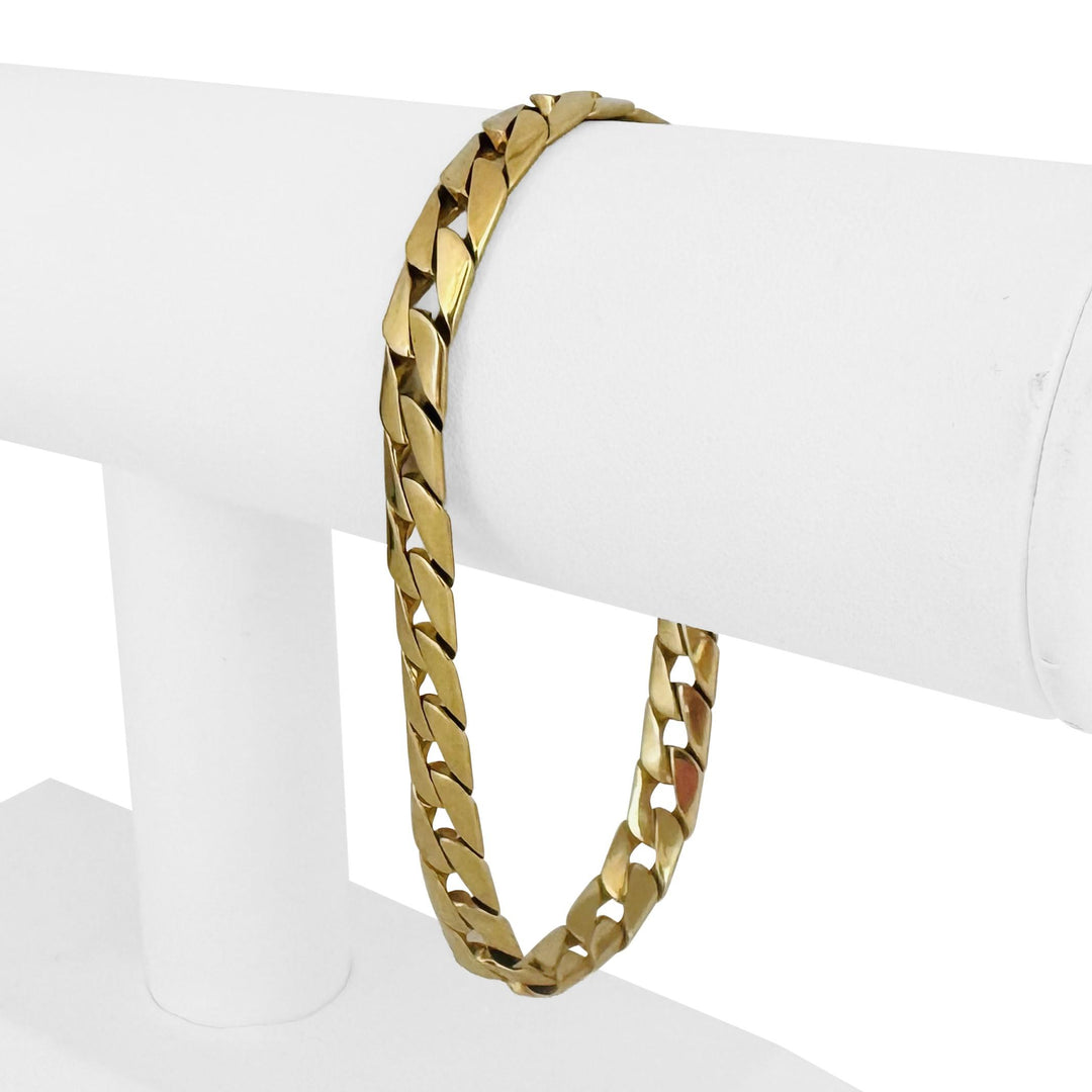 14k Yellow Gold 22.6g Solid Men's 7mm Sleek Squared Curb Link Bracelet Italy 8"