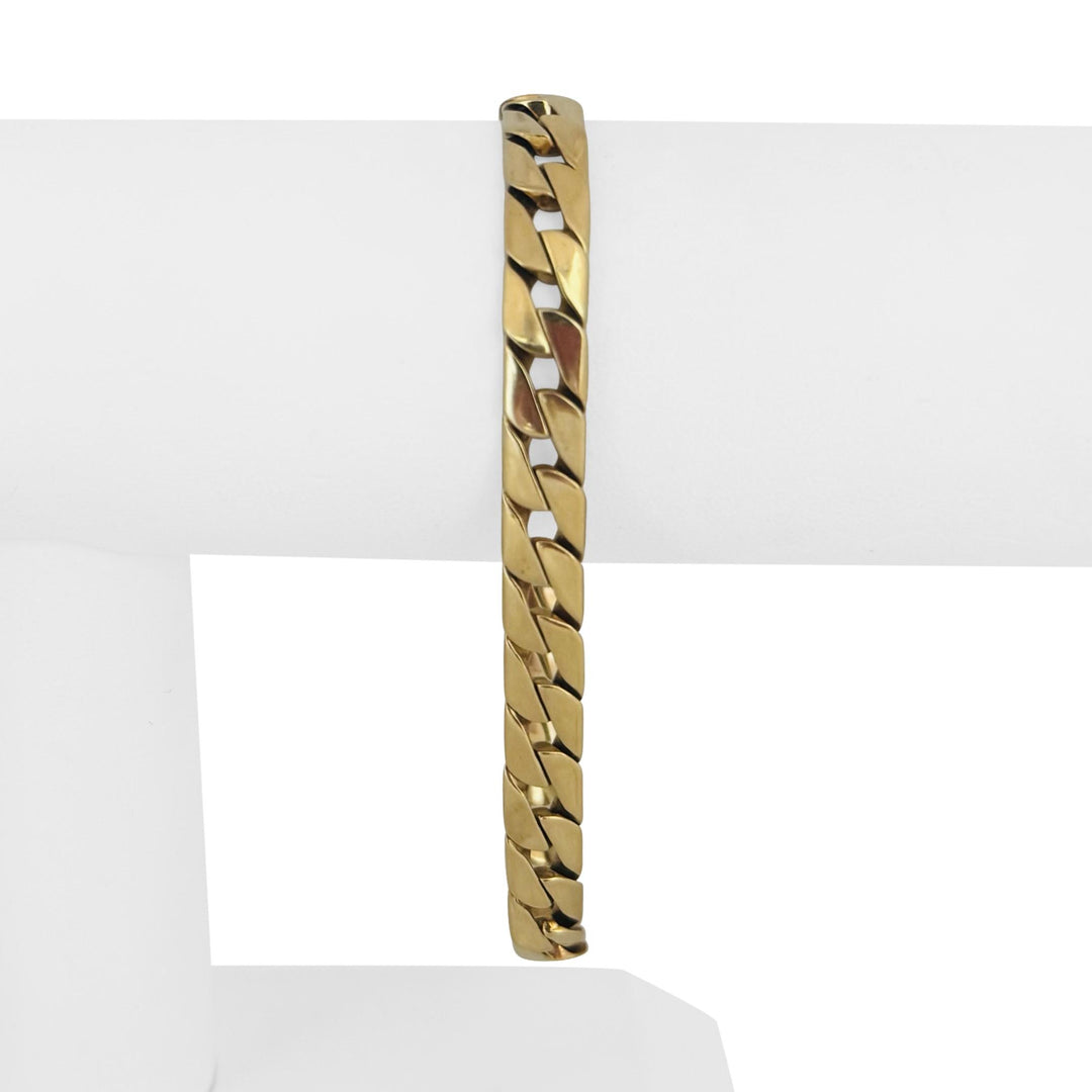 14k Yellow Gold 22.6g Solid Men's 7mm Sleek Squared Curb Link Bracelet Italy 8"