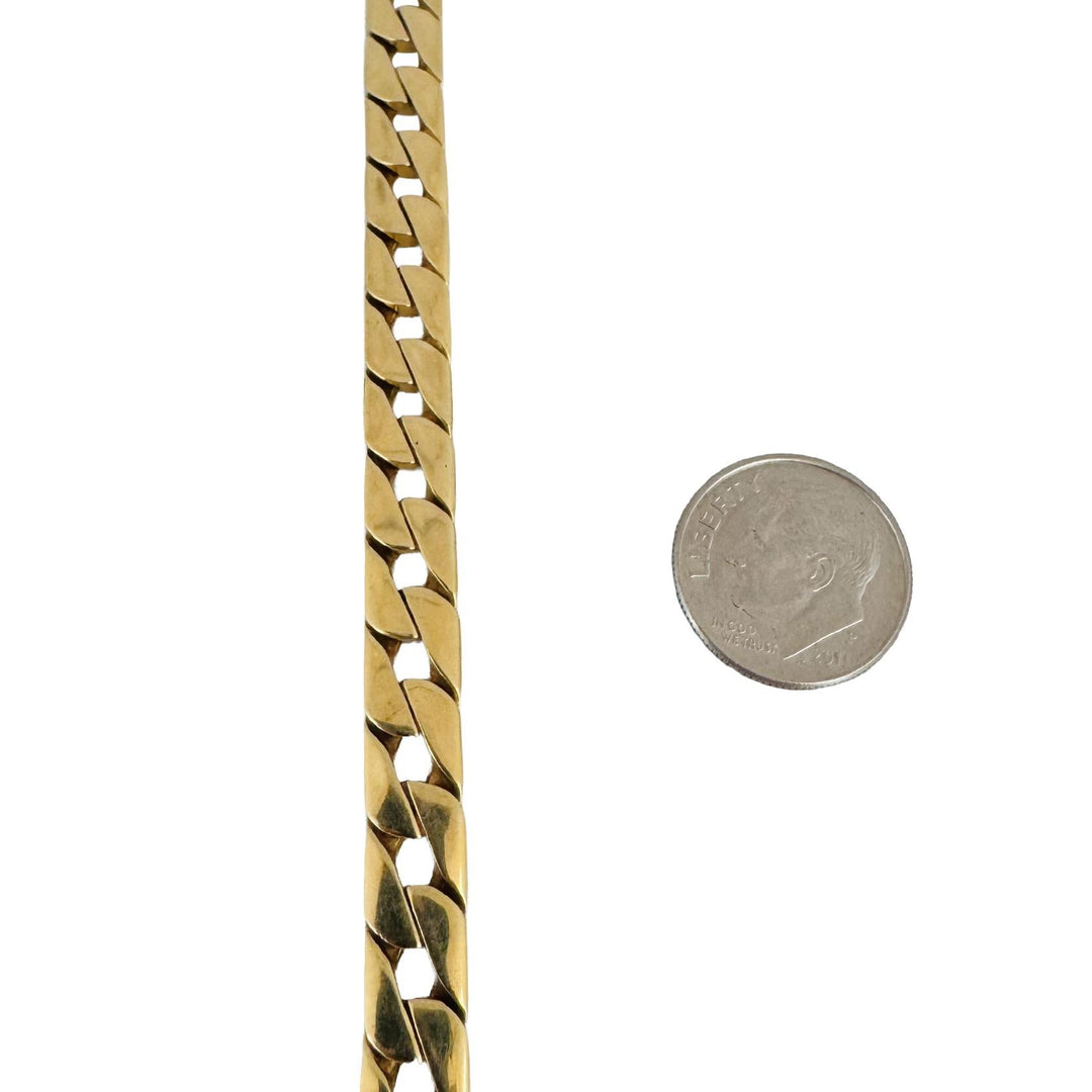 14k Yellow Gold 22.6g Solid Men's 7mm Sleek Squared Curb Link Bracelet Italy 8"